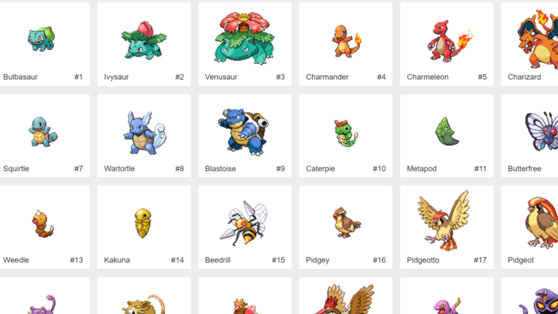 Imagem do site de uma pokedex